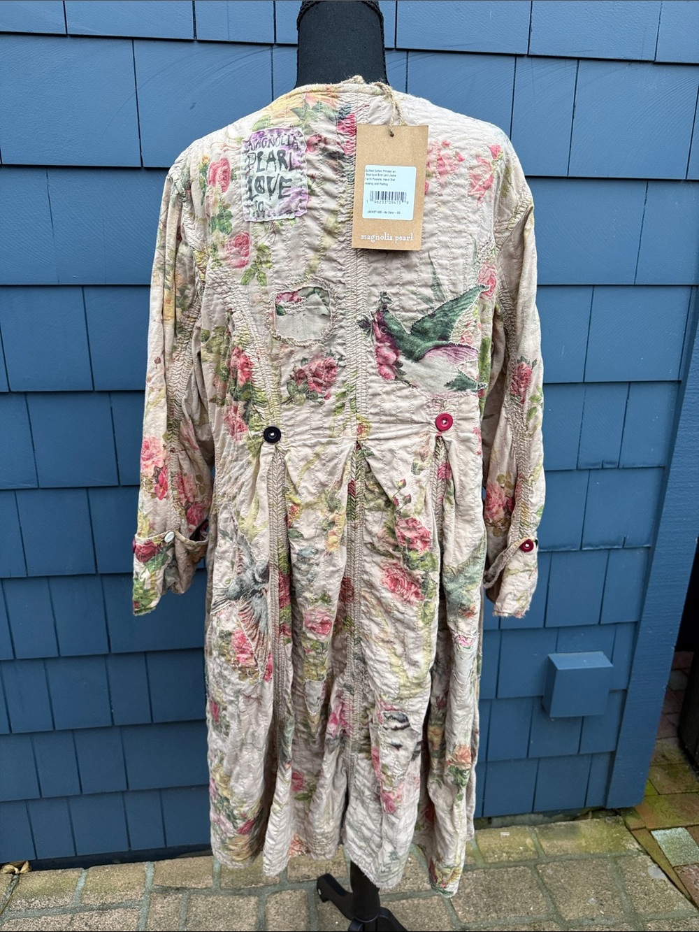 Magnolia Pearl Quilted Cream Jacket Leni Pink & Green Floral Print One size - Picture 6 of 11